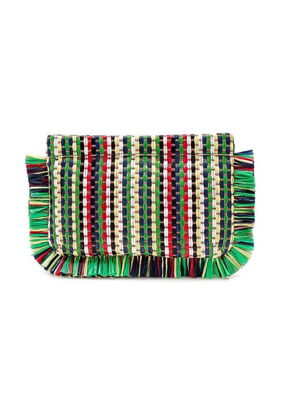 J.Crew Stripe Straw Clutch- EUC
